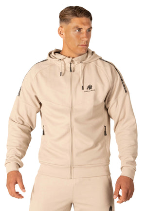 Harvey Hooded Track Jacket, Beige