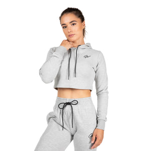 Pixley Crop Top Hoodie, Grey