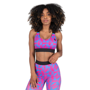 Colby Sport Bra, Blue/Pink