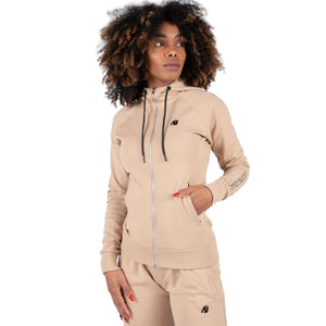 Marion Zipped Hoodie, Beige