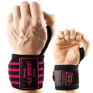 C.P.Sports Strongman Wrist Wraps 50 cm, Black/Pink