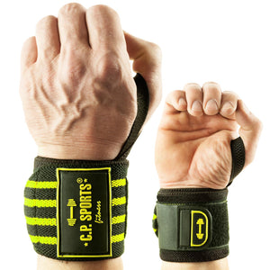 C.P.Sports Strongman Wrist Wraps 50 cm, Black/Yellow