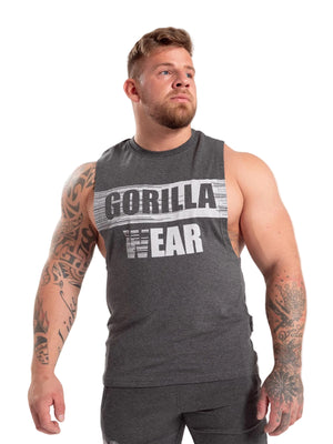 Lopez Drop Armhole Tank Top, Dark Grey Melange