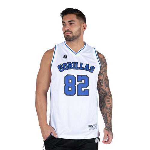 San Mateo Jersey Tank Top, White/Blue